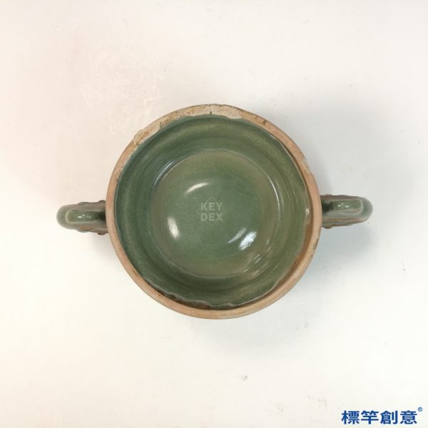 GB188 北宋鈞窯豆青釉刻螭龍高足簋式香爐：圖片 4