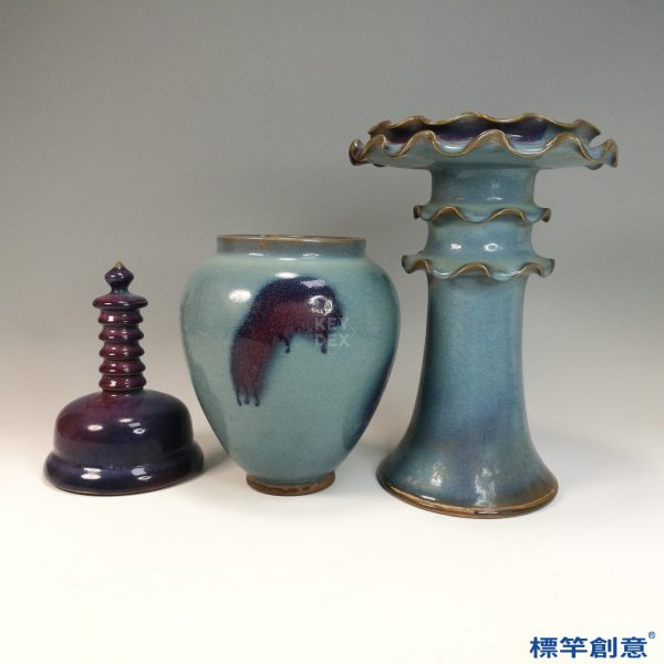 GB191 北宋鈞窯天青釉紫斑佛教舍利塔式罐：圖片 5
