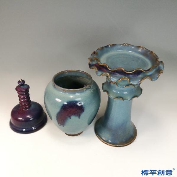 GB191 北宋鈞窯天青釉紫斑佛教舍利塔式罐：圖片 6