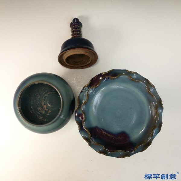 GB191 北宋鈞窯天青釉紫斑佛教舍利塔式罐：圖片 7
