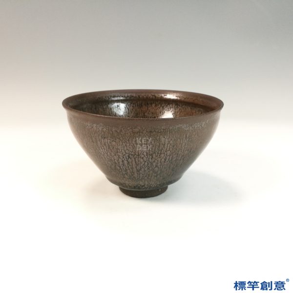 GC219 南宋建窯褐黃釉油滴束口建盞