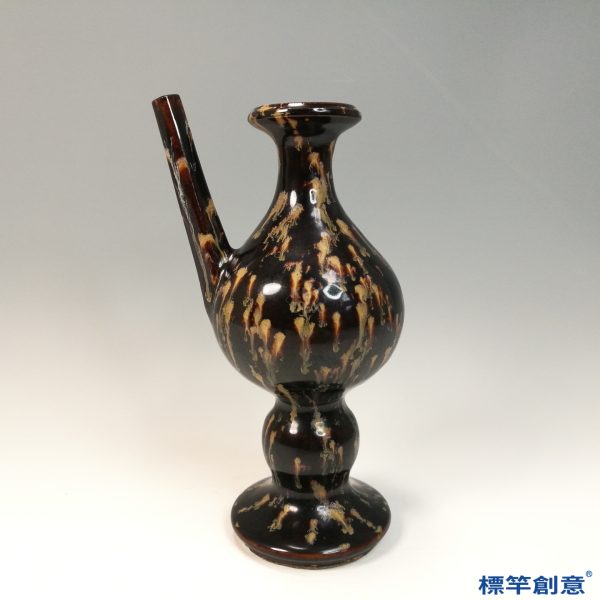 GC220 南宋晚期吉州窯玳瑁紋窯變釉賁巴壺