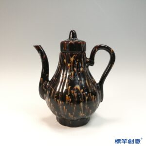 GC221 南宋晚期吉州窯黑釉玳瑁紋窯變釉執壺
