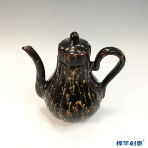 GC221 南宋晚期吉州窯黑釉玳瑁紋窯變釉執壺