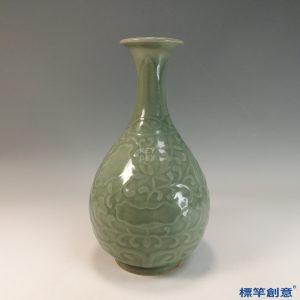 GC222 南宋晚期龍泉窯青瓷印花玉壺春瓶
