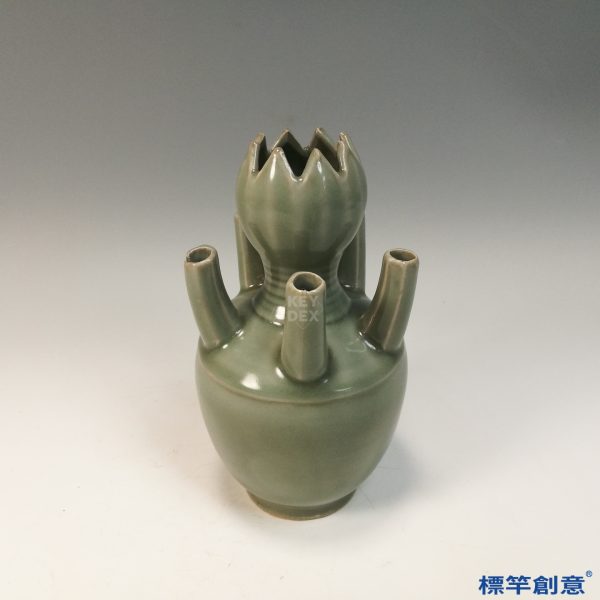 GC223 南宋晚期龍泉窯青瓷蓮花口五管瓶花器：圖片 2