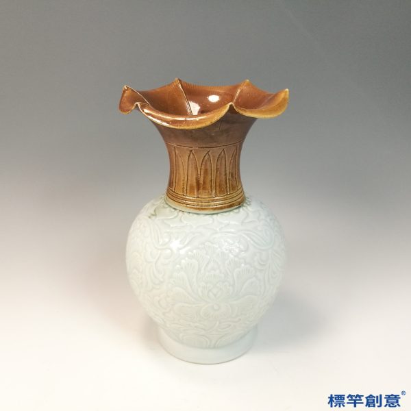 GC226 南宋湖田窯青白瓷柿紅花口刻花瓶：圖片 2