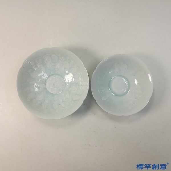 GC230 南宋湖田窯青白瓷刻嬰戲紋葵口薄胎碗一對：圖片 3