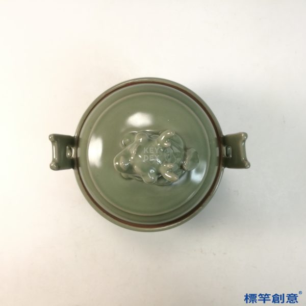 HB058 明代龍泉窯梅青釉瑞獸鈕三足爐：圖片 3