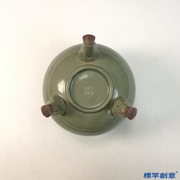HB058 明代龍泉窯梅青釉瑞獸鈕三足爐：圖片 4
