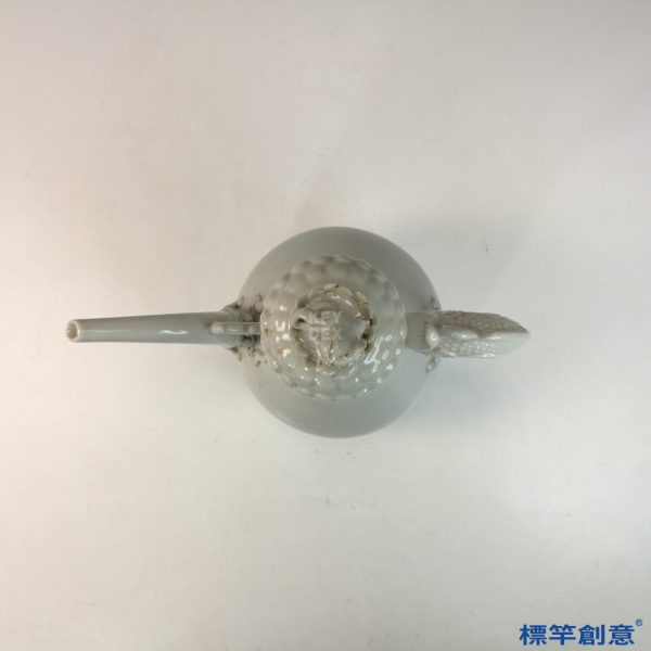 HA100 元代樞府窯甜白釉獅子蓮花座龍柄執壺：圖片 3