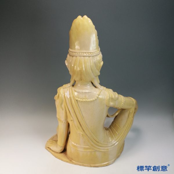 FB157 唐代中期鞏義窯米黃釉水月觀音坐像：圖片 3