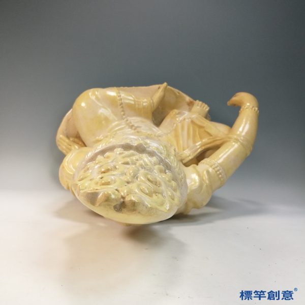 FB157 唐代中期鞏義窯米黃釉水月觀音坐像：圖片 6