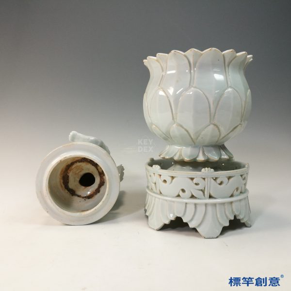 GC232 南宋湖田窯青白瓷蓮瓣獅鈕復層薰香爐：圖片 11