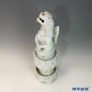 GC232 南宋湖田窯青白瓷蓮瓣獅鈕復層薰香爐