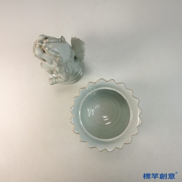 GC232 南宋湖田窯青白瓷蓮瓣獅鈕復層薰香爐：圖片 9