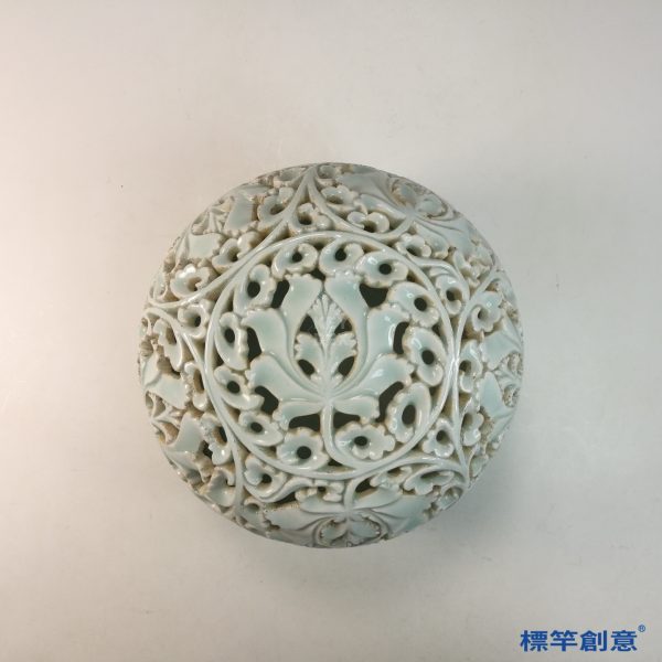 GC233 南宋湖田窯青白瓷鏤空刻花卉紋圓形大薰爐：圖片 3