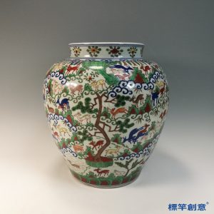HB085 明代萬曆五彩繪百鹿紋大罐