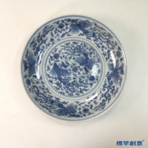HB104 明成化青花繪雙鳳紋供官盤