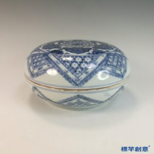 HB105 明中晚期青花成化款團壽八寶紋蓋盒