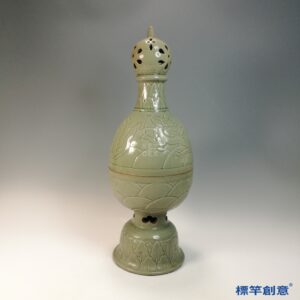 FC085 五代越窯淺青釉秘色瓷仿佛塔寶珠相輪式薰香爐