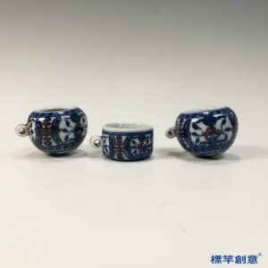 IA095 清康熙青花釉裡紅壽字紋鳥杯