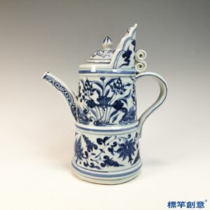 HA112 元晚期青花鴛鴦蓮池紋多穆壺