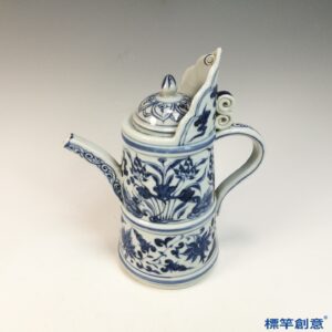 HA112 元晚期青花鴛鴦蓮池紋多穆壺